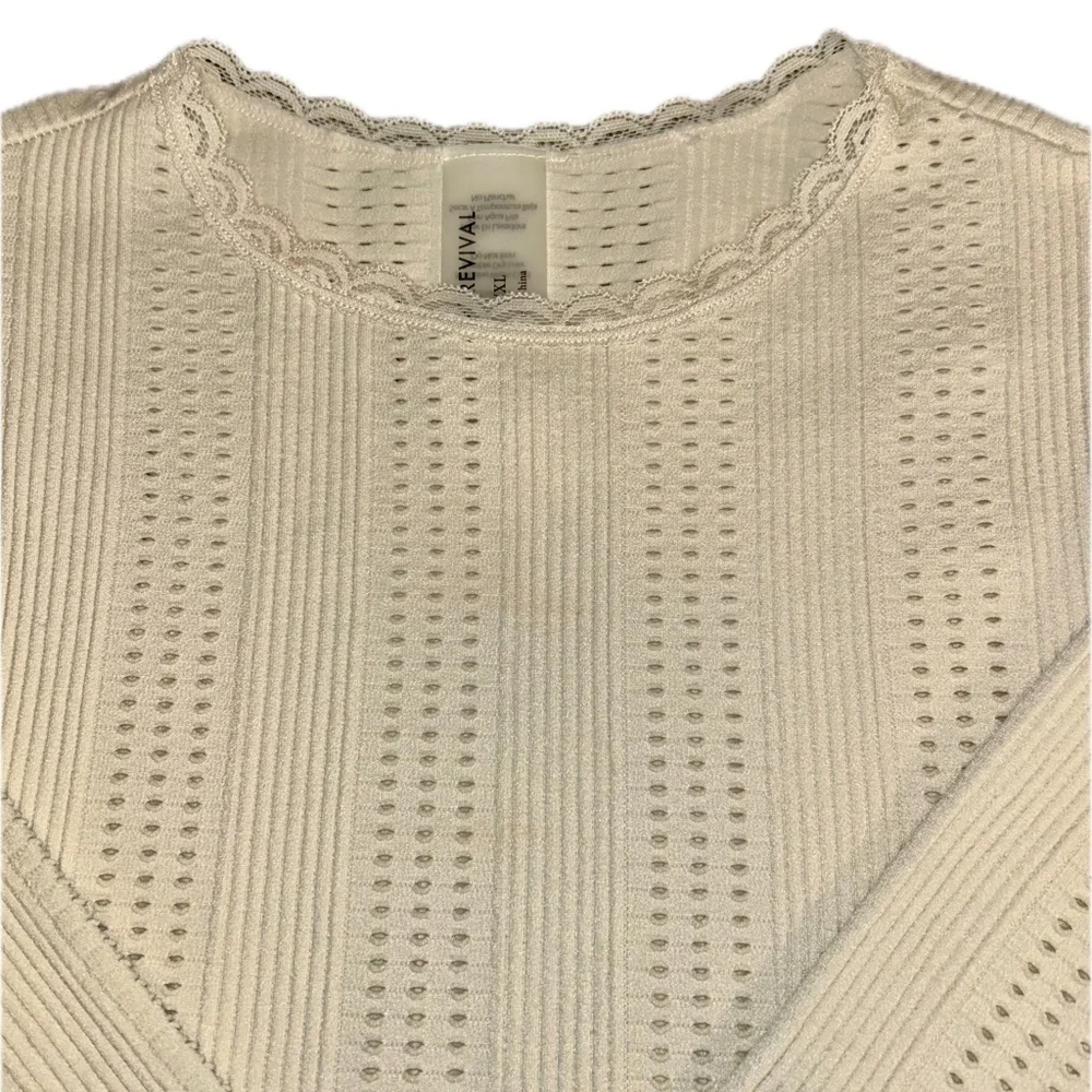 Fitted Beige Pointelle Like Top By Social Revival NWOT